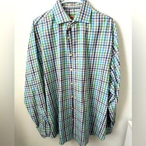 Men's Peter Millar Shirt Button Down Plaid Long Sleeve Multi Color Size XL